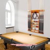 image:imageGSE Games amp Sports Expert Wall Mount Rack with Score Counter Only Hanging Wall Mounting Rack Holds 68 Cue Sticks 2 Ball Racks and Full Set of BallsOak