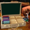 image:imageGSE Games amp Sports Expert Wooden Poker Chip Case with 5 Chip Trays Holds 500 Chips Casino Grade Chip Holder for Poker chips Oak300 Pieces  Oak