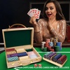 image:imageGSE Games amp Sports Expert Wooden Poker Chip Case with 5 Chip Trays Holds 500 Chips Casino Grade Chip Holder for Poker chips Oak300 Pieces  Oak