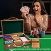 image:imageGSE Games amp Sports Expert Wooden Poker Chip Case with 5 Chip Trays Holds 500 Chips Casino Grade Chip Holder for Poker chips Oak300 Pieces  Walnut