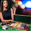 image:imageGSE Games amp Sports Expert Wooden Poker Chip Case with 5 Chip Trays Holds 500 Chips Casino Grade Chip Holder for Poker chips Oak500 Pieces  Walnut