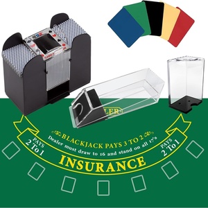 image:imageGSE Blackjack Game Combo Set with Blackjack Layout Felt 6Deck Automatic Card Shuffler 8Deck Dealer Shoe and Discard Holder Tray 5 of Cut Cards  Great for Family Casino Game Night6Deck Blackjack Set