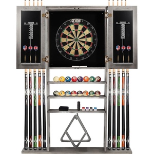 image:imageGSE Games amp Sports Expert 10 Billiard Pool Cue Rack amp Dart Board Cabinet Combination Wall Mounted Billiard Pool Cue Rack Only Dartboard Cabinet Only with Dart ScoreboardBrushed Grey