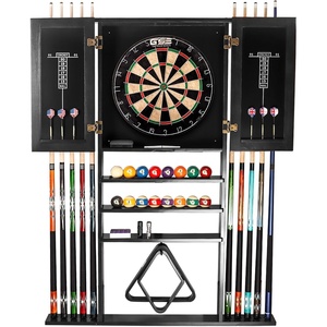 image:imageGSE Games amp Sports Expert 10 Billiard Pool Cue Rack amp Dart Board Cabinet Combination Wall Mounted Billiard Pool Cue Rack Only Dartboard Cabinet Only with Dart ScoreboardBlack