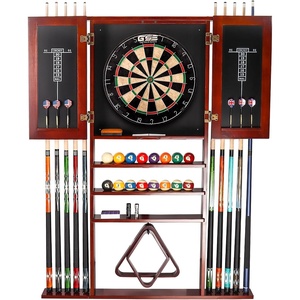 image:imageGSE Games amp Sports Expert 10 Billiard Pool Cue Rack amp Dart Board Cabinet Combination Wall Mounted Billiard Pool Cue Rack Only Dartboard Cabinet Only with Dart ScoreboardMahogany