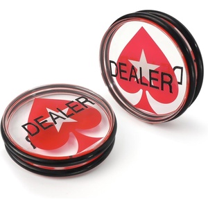 image:imageGSE Games amp Sports Expert 3Inch DoubleSided Casino Grade Clear Acrylic Poker Dealer Puck Button for Gambling Card Games Texas Hold em Poker Nights Tournaments2Pack