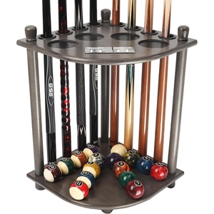image:imageGSE Games amp Sports Expert Billiards Pool Stick Holder Only CornerStyle Floor Stand Billiard Cue Racks with Score Counters Holds 8 Pool Cue Sticks and a Full Set of Balls Silver Mist