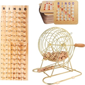 image:imageGSE Games amp Sports Expert Deluxe Bingo Game Set with Large Brass Cage 10 Shutter Slide Bingo Cards Wood Master Board amp 78 Calling Balls for Large Groups Parties Game NightBingo Set with 25 Cards