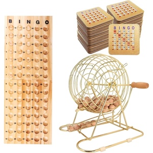 image:imageGSE Games amp Sports Expert Deluxe Bingo Game Set with Large Brass Cage 10 Shutter Slide Bingo Cards Wood Master Board amp 78 Calling Balls for Large Groups Parties Game NightBingo Set with 100 Cards