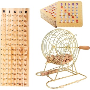image:imageGSE Games amp Sports Expert Deluxe Bingo Game Set with Large Brass Cage 10 Shutter Slide Bingo Cards Wood Master Board amp 78 Calling Balls for Large Groups Parties Game NightBingo Set with 10 Cards