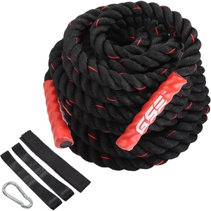 image:imageGSE Games amp Sports Expert Gym Battle Rope HeavyDuty Workout Ropes for Indoor amp Outdoor Workout Exercise Rope for Strength Training  304050 Feet Lengths AvailableBlackred