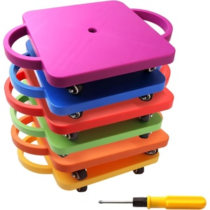 image:imageGSE Games amp Sports Expert Gym Floor Scooter Board with Handles Sitting Scooter for Kids Indoor Play Equipment Fun Scoot Board with NonMarring Plastic Casters for Children6Pack