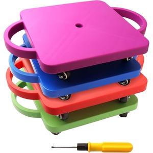 image:imageGSE Games amp Sports Expert Gym Floor Scooter Board with Handles Sitting Scooter for Kids Indoor Play Equipment Fun Scoot Board with NonMarring Plastic Casters for Children4Pack