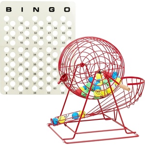 image:imageGSE Games amp Sports Expert Professional Bingo Game Set with Jumbo Extra Large Bingo Cage Masterboard Ping Pong Size Balls for Adults Large Groups Bingo Halls Parties or Game NightJumbo Red Set