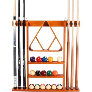 image:imageGSE Games amp Sports Expert Wall Mount Rack with Score Counter Only Hanging Wall Mounting Rack Holds 68 Cue Sticks 2 Ball Racks and Full Set of BallsOak