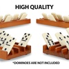 image:imageGSE Games amp Sports Expert Domino Set of 4 Wooden Domino Trays Holders Organizer  Premium Tiles Holder Racks for Mexican Train Chicken Foot and Other Games