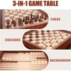 image:imageGSE Games amp Sports Expert Wooden 3in1 Chess Checkers Backgammon Game Table Set with Game Pieces Game Room FurnitureDeluxe Dark Cherry