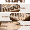 image:imageGSE Games amp Sports Expert Wooden 3in1 Chess Checkers Backgammon Game Table Set with Game Pieces Game Room FurnitureDeluxe Walnut