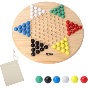 image:imageGSE Games amp Sports Expert 115 Natural Wood Chinese Checkers Board Game Set with Wooden Colorful Marbles Classic Strategy Family Board Game for Kids amp Adults