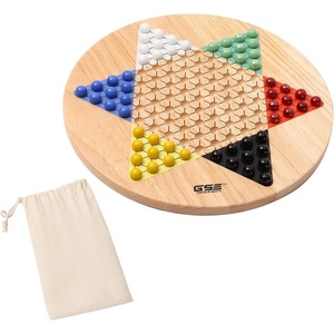 image:imageGSE Games amp Sports Expert 15 Jumbo Oak Wood Chinese Checkers Board Game Set with Colorful Glass Marbles Classic Strategy Family Board Game for Adults