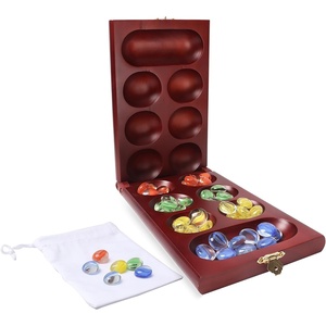 image:imageGSE Games amp Sports Expert 4Player Mancala Board Game with MultiColor Glass Stones Folding Wooden 4Way Mancala Family Travel Strategy Games Set for Kids amp Adults Mahogany2player Mahogany