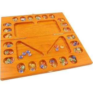 image:imageGSE Games amp Sports Expert 4Player Mancala Board Game with MultiColor Glass Stones Folding Wooden 4Way Mancala Family Travel Strategy Games Set for Kids amp Adults Mahogany4player Oak