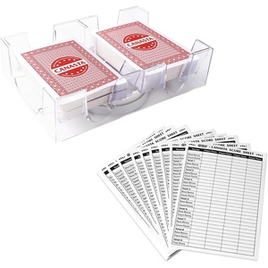 image:imageGSE Games amp Sports Expert Canasta Cards Game Set Includes 6 Decks Canasta Playing Cards with Point Values a Revolving Card Tray and 100 Score Sheets Blue2 Red Cards  Tray