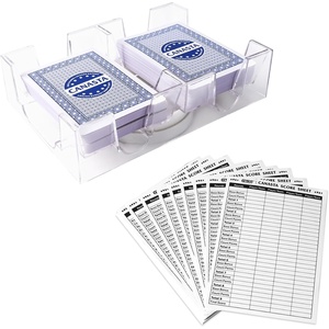 image:imageGSE Games amp Sports Expert Canasta Cards Game Set Includes 6 Decks Canasta Playing Cards with Point Values a Revolving Card Tray and 100 Score Sheets Blue2 Blue Cards  Tray