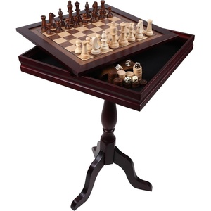 image:imageGSE Games amp Sports Expert Wooden 3in1 Chess Checkers Backgammon Game Table Set with Game Pieces Game Room FurnitureClassic Mahogany