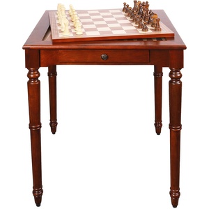 image:imageGSE Games amp Sports Expert Wooden 3in1 Chess Checkers Backgammon Game Table Set with Game Pieces Game Room FurnitureDeluxe Dark Cherry