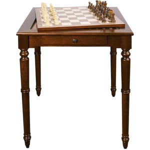 image:imageGSE Games amp Sports Expert Wooden 3in1 Chess Checkers Backgammon Game Table Set with Game Pieces Game Room FurnitureDeluxe Walnut