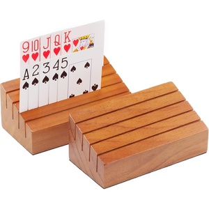 image:imageGSE Games amp Sports Expert Wooden Playing Card Holders Tray Racks Organizer Set for Seniors Adults Card Tray Racks for Bridge Canasta UNO Card Playing 14Inch 4Pack6inch  2Pack