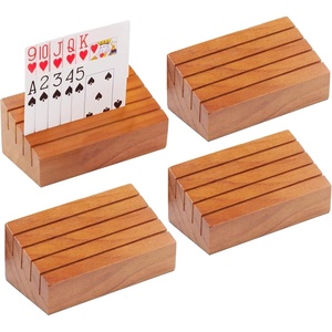 image:imageGSE Games amp Sports Expert Wooden Playing Card Holders Tray Racks Organizer Set for Seniors Adults Card Tray Racks for Bridge Canasta UNO Card Playing 14Inch 4Pack6Inch 4Pack