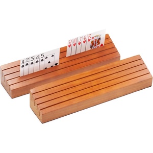 image:imageGSE Games amp Sports Expert Wooden Playing Card Holders Tray Racks Organizer Set for Seniors Adults Card Tray Racks for Bridge Canasta UNO Card Playing 14Inch 4Pack14inch  2Pack